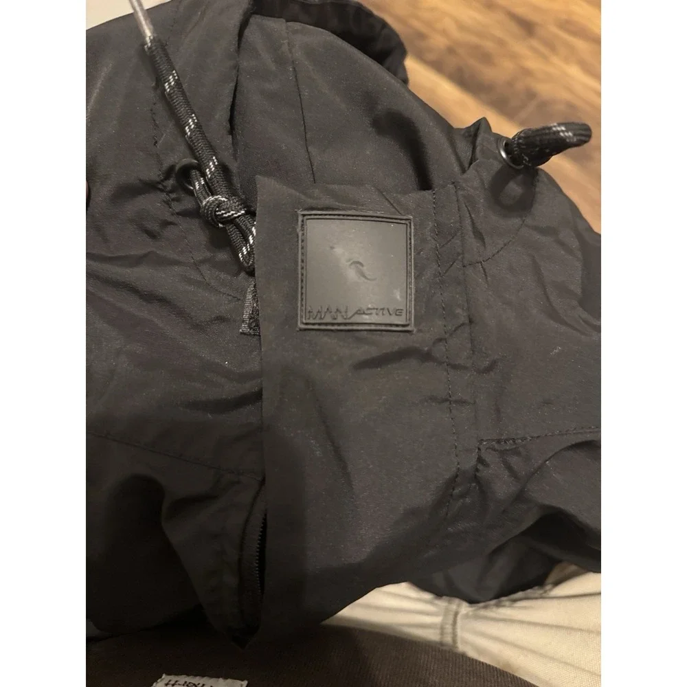 Men's Active Wear Black Windbreaker 1/2 Zip Hooded Size Medium